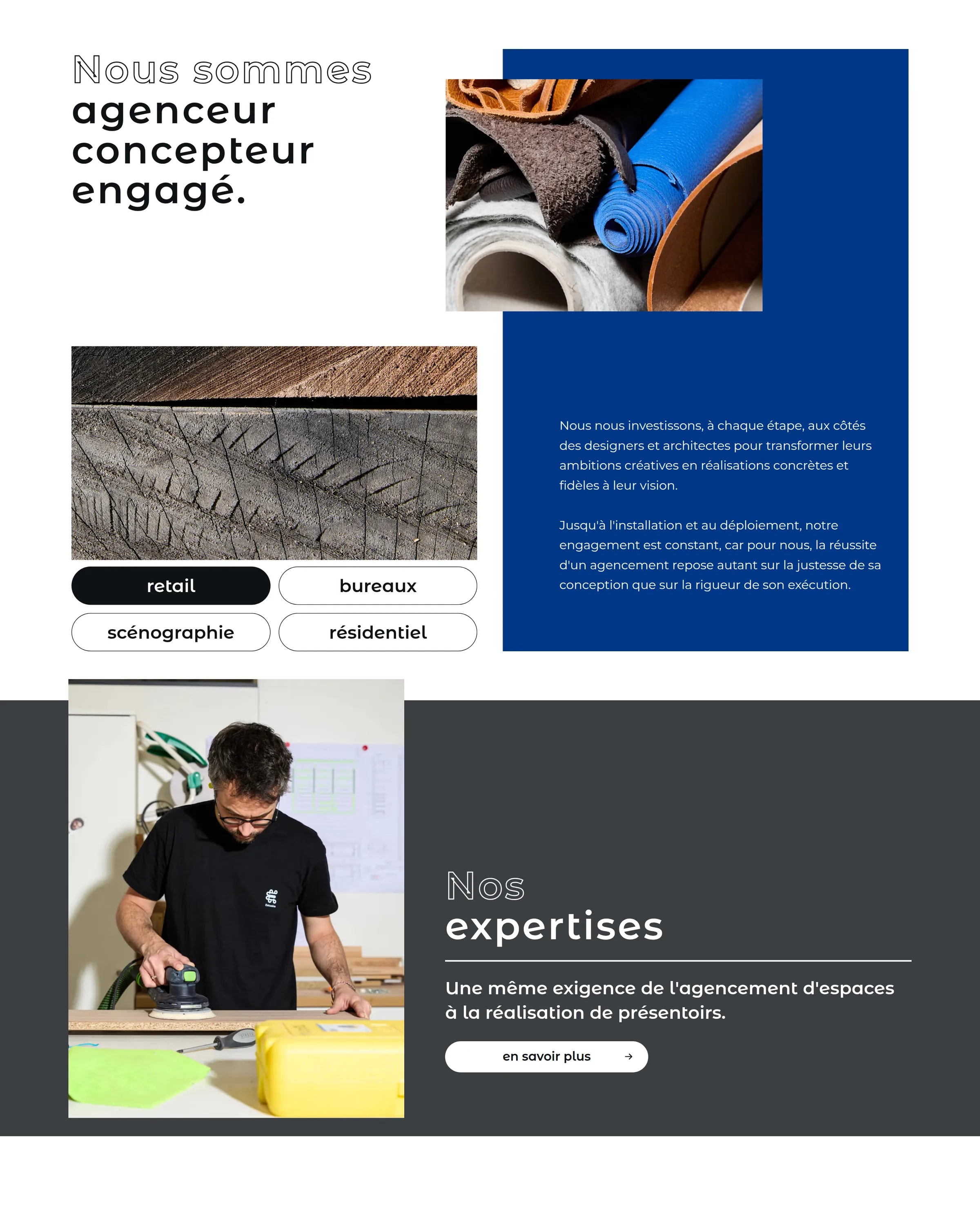 Lower part of the Estuaire home page, scrolled.